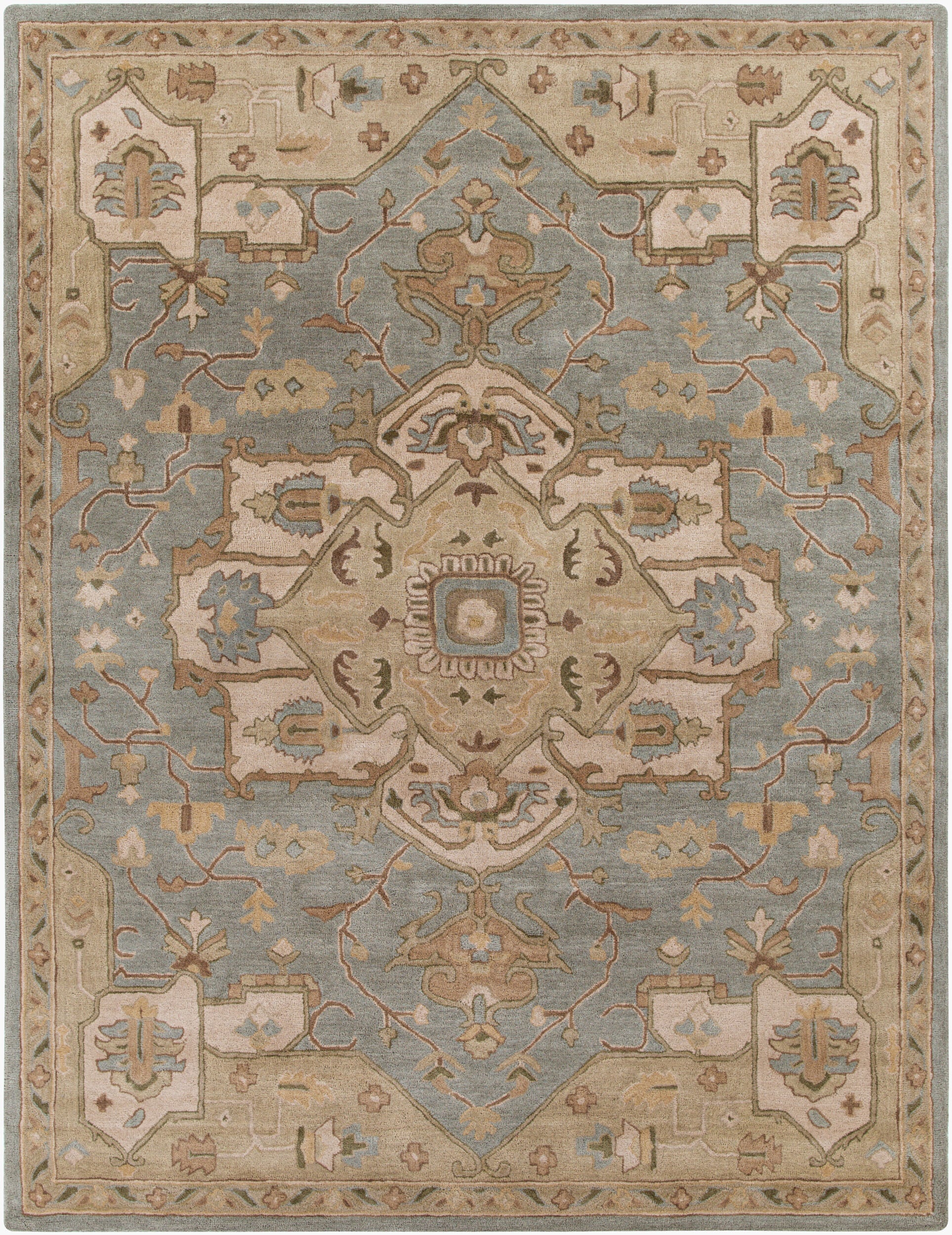 Caesar Hand-Tufted Wool Rug in Sage, Rustic Heritage Design - Image 3