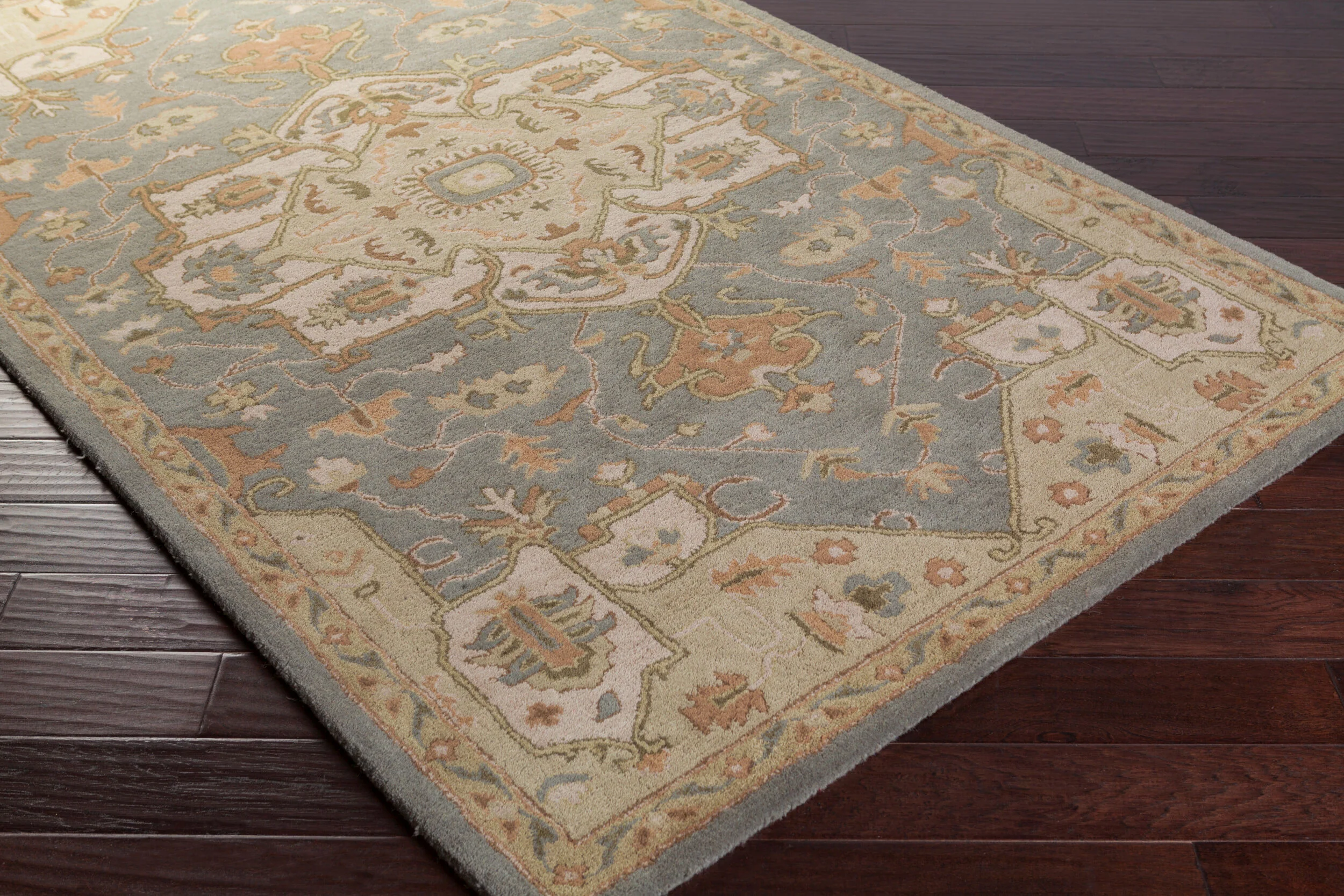 Caesar Hand-Tufted Wool Rug in Sage, Rustic Heritage Design - Image 4