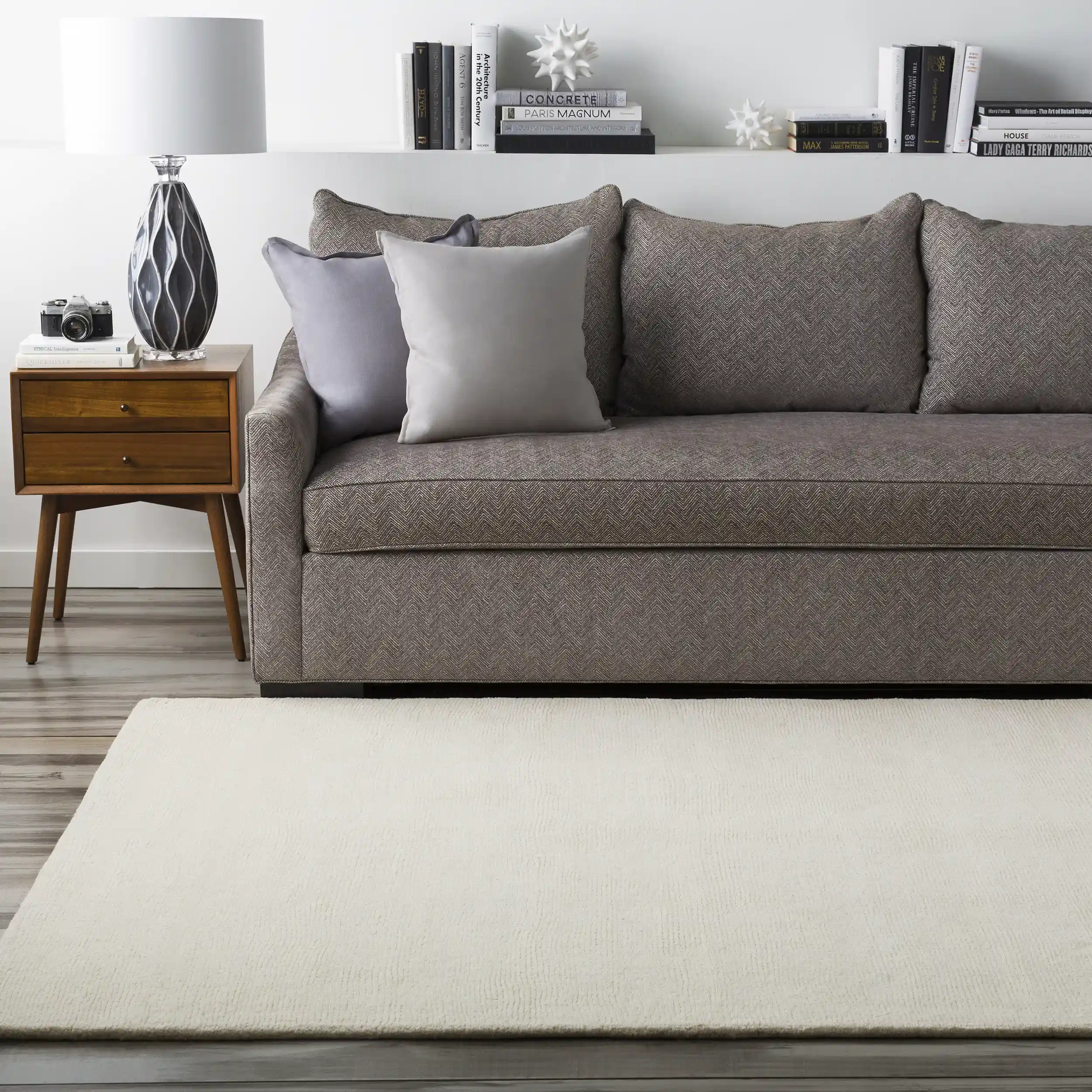 Hand Loomed Mystique Beige Wool Rug - Image 7