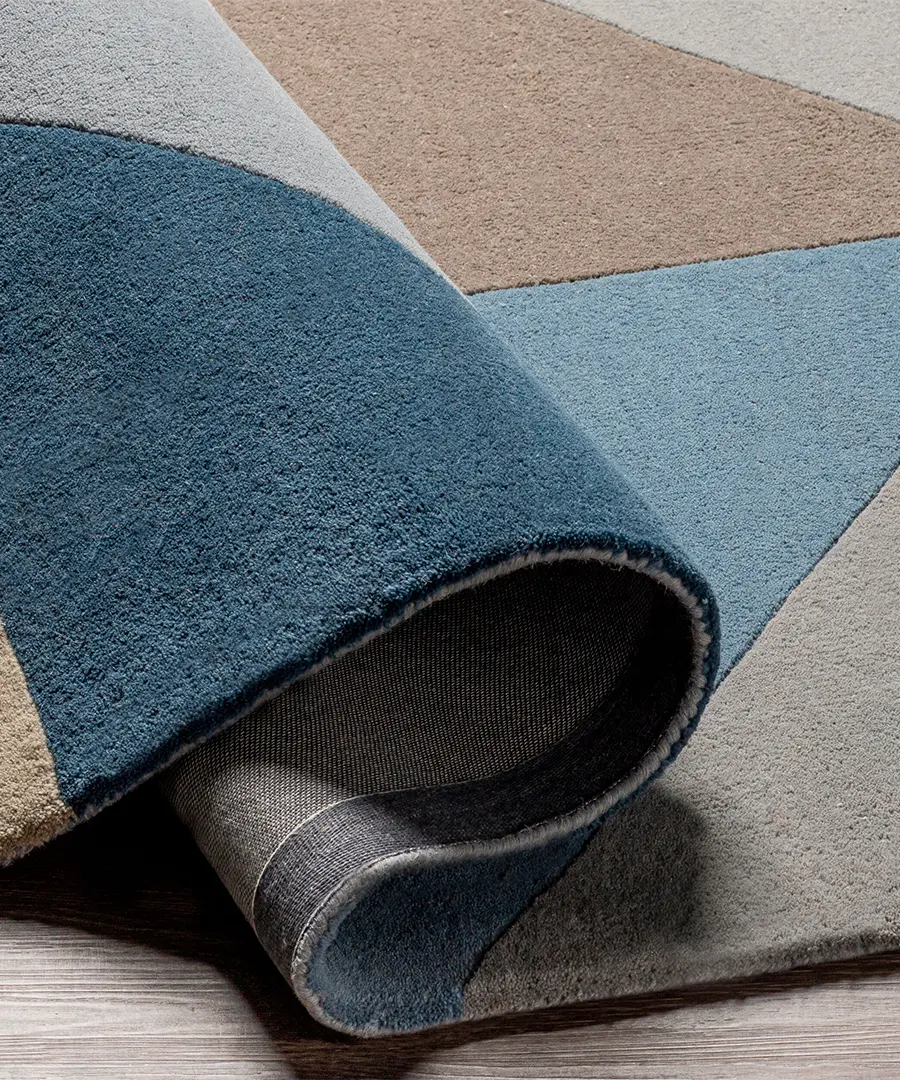 Hand Tufted Abstract Queens Blue Wool Rug - Image 6