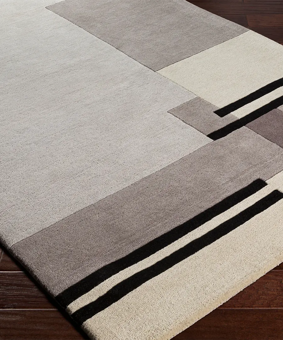 Hand Tufted Abstract Queens Gray Wool Rug - Image 3