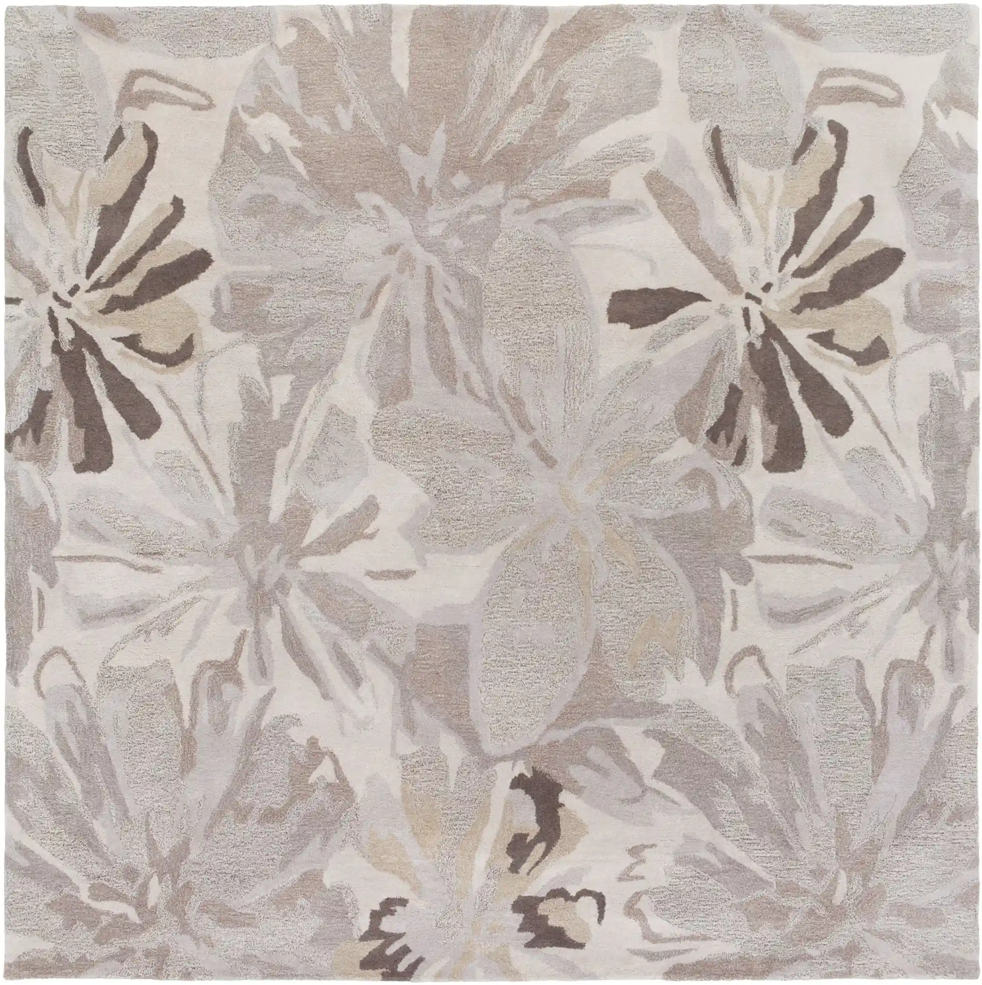 Hand-Tufted Athena Gray and Brown Floral Wool Rug - Image 6