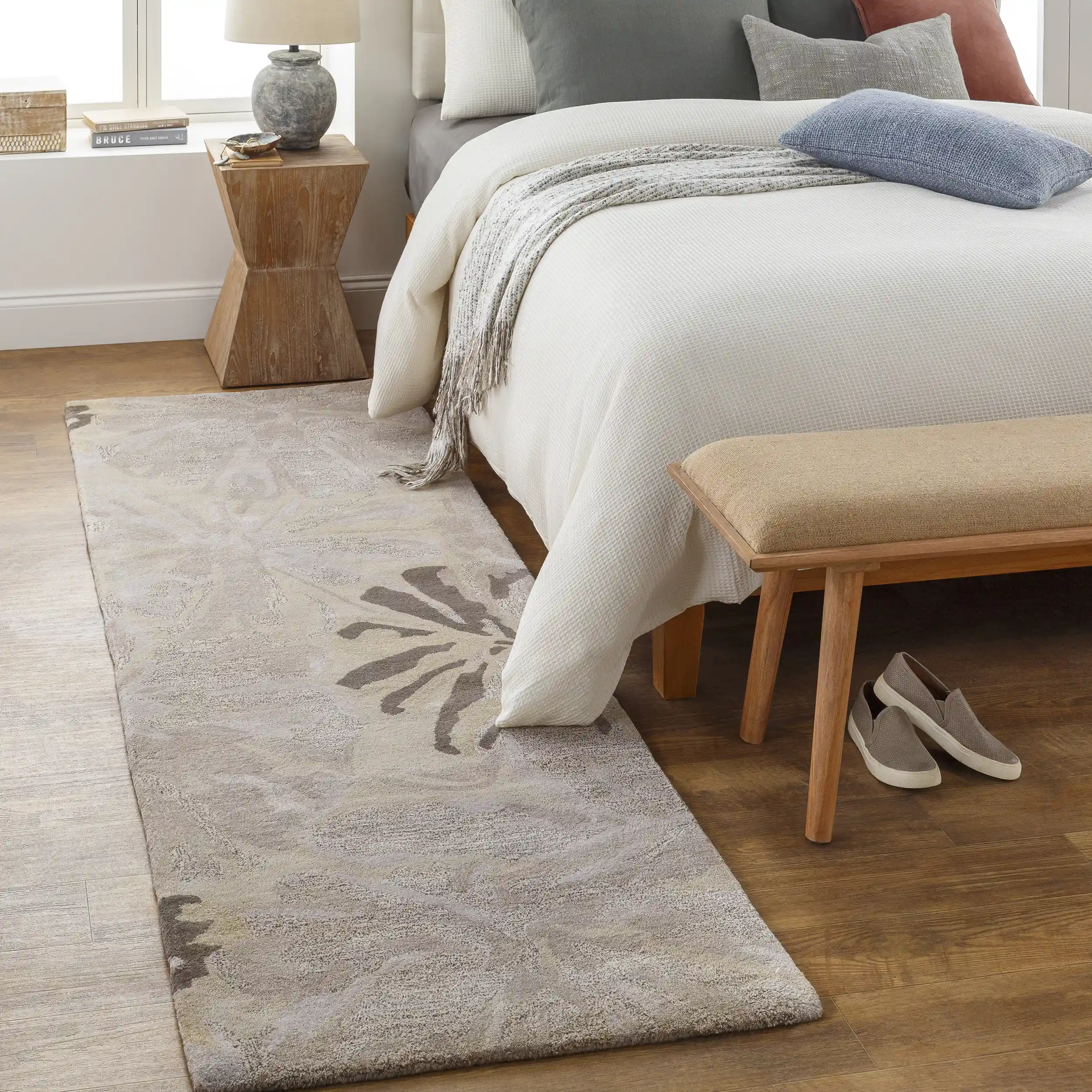 Hand-Tufted Athena Gray and Brown Floral Wool Rug - Image 8