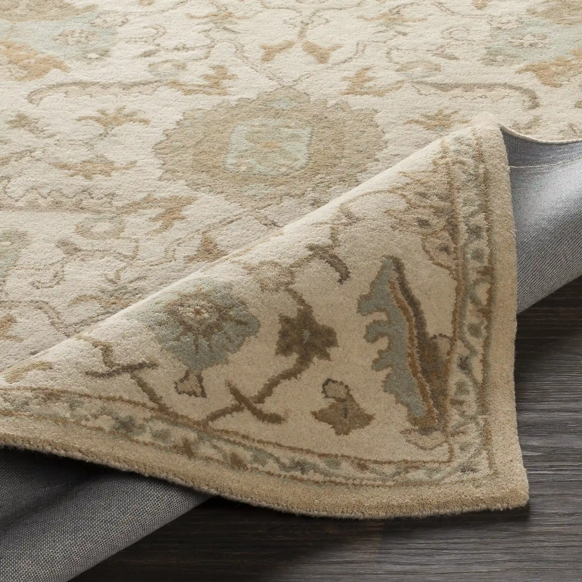 Hand Tufted Cesar Cream and Light Brown Wool Rug - Image 5