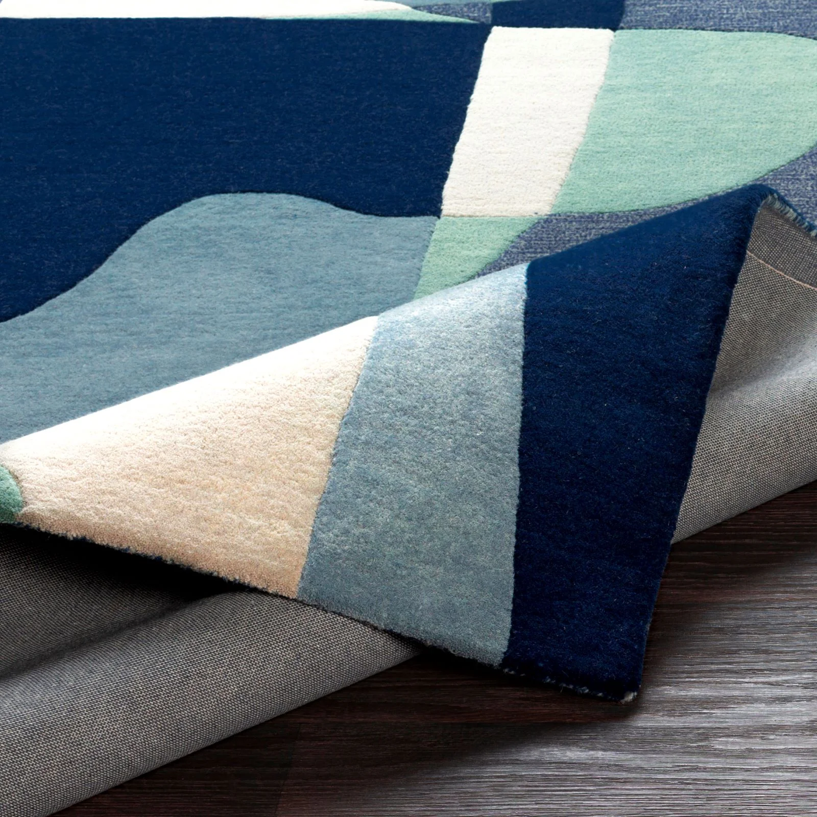 Hand-Tufted Forum Dusty Sage and Blue Wool Rug - Image 12