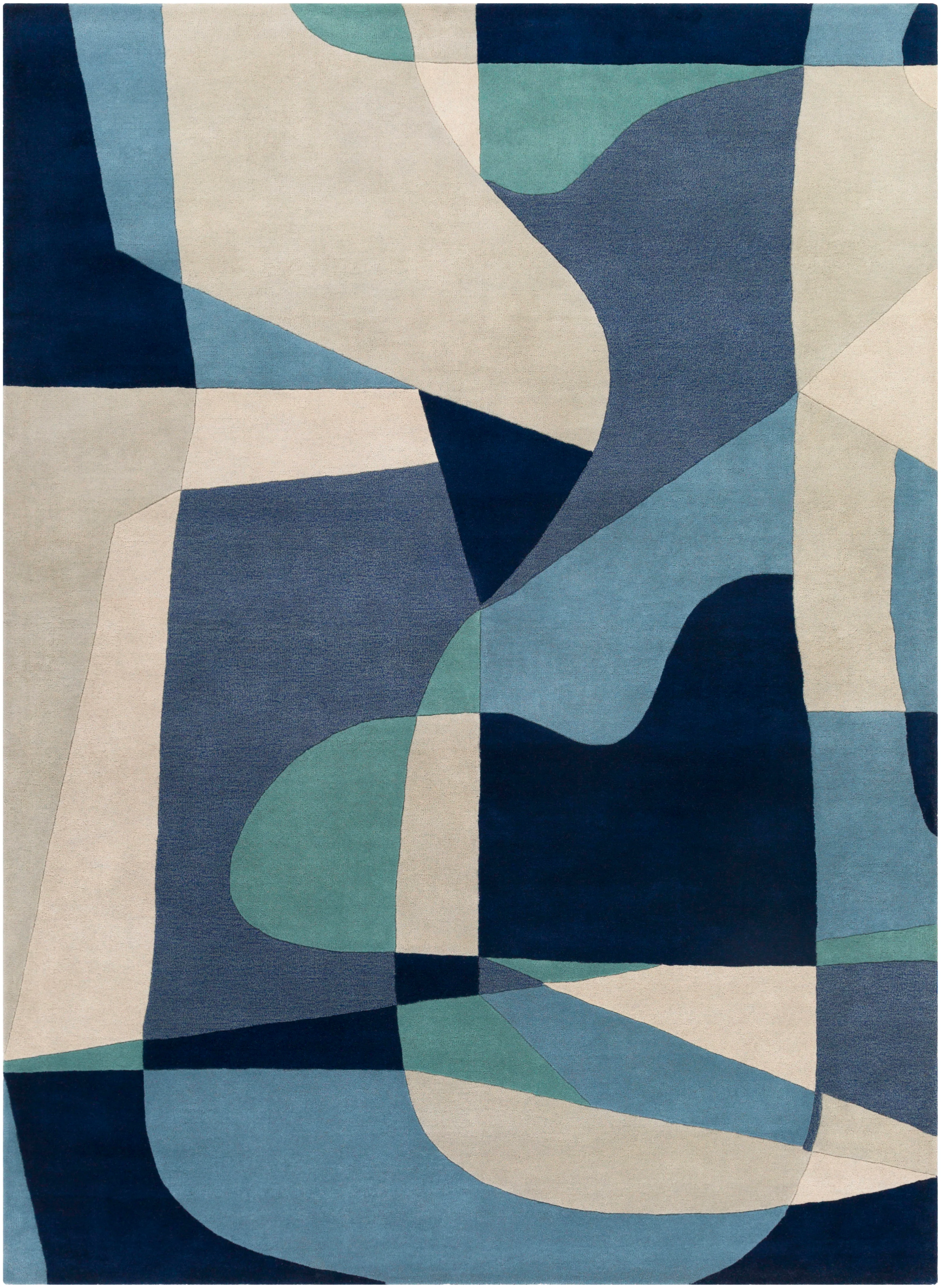 Hand-Tufted Forum Dusty Sage and Blue Wool Rug - Image 7