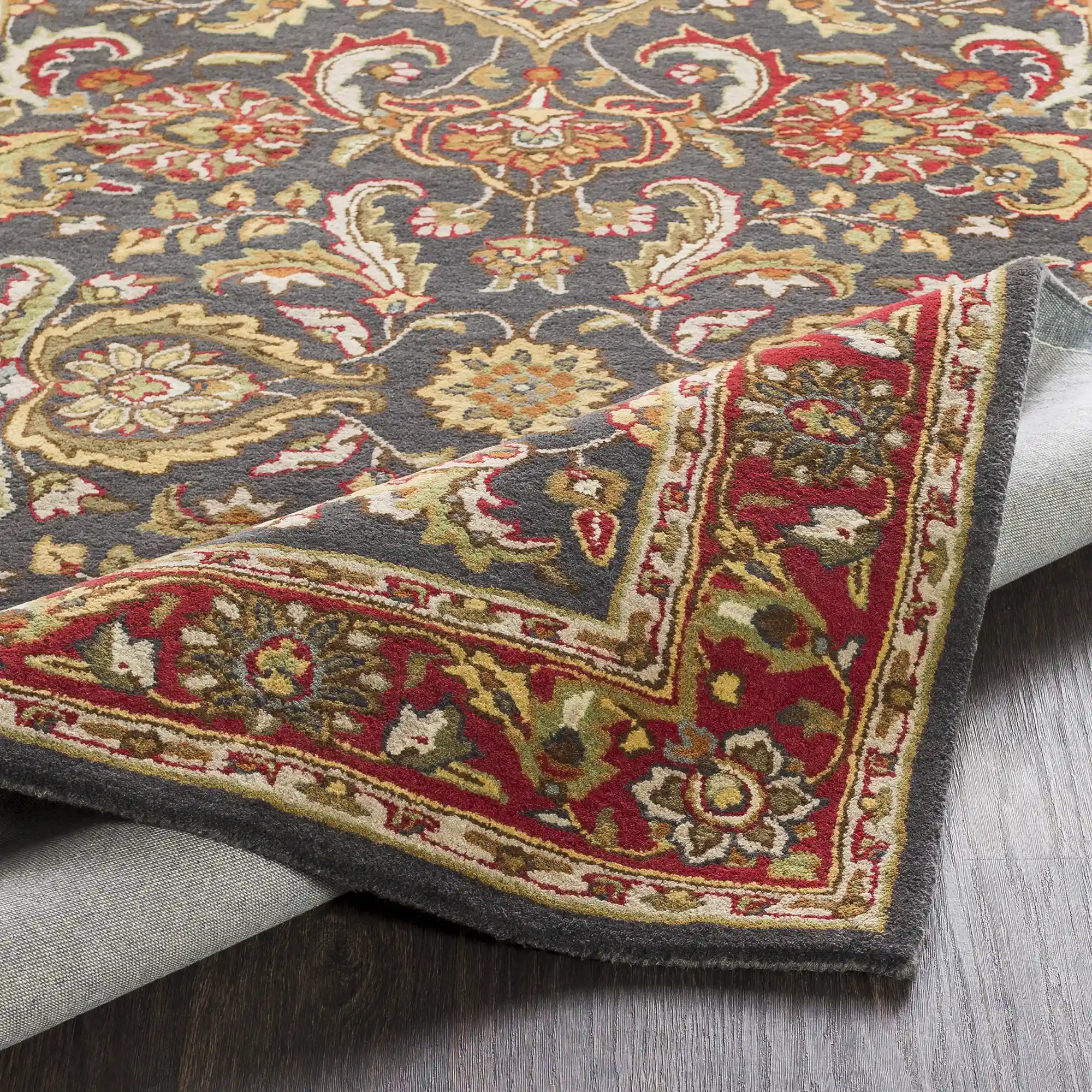Hand Tufted Middleton Dark Brown and Red Wool Rug - Image 5