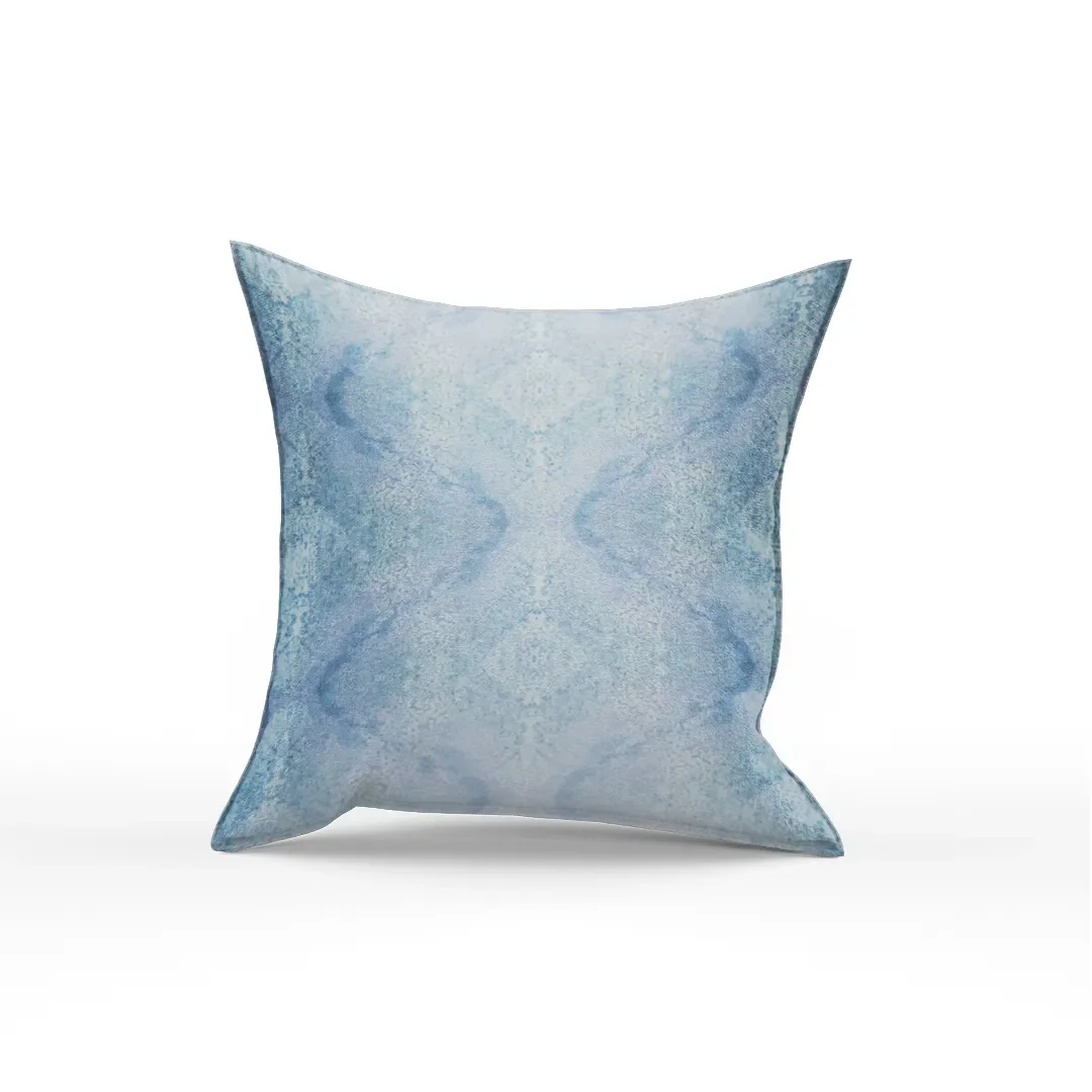 Kalos Poly Satin Blue and White Digital Printed Pillow Cover - Image 3