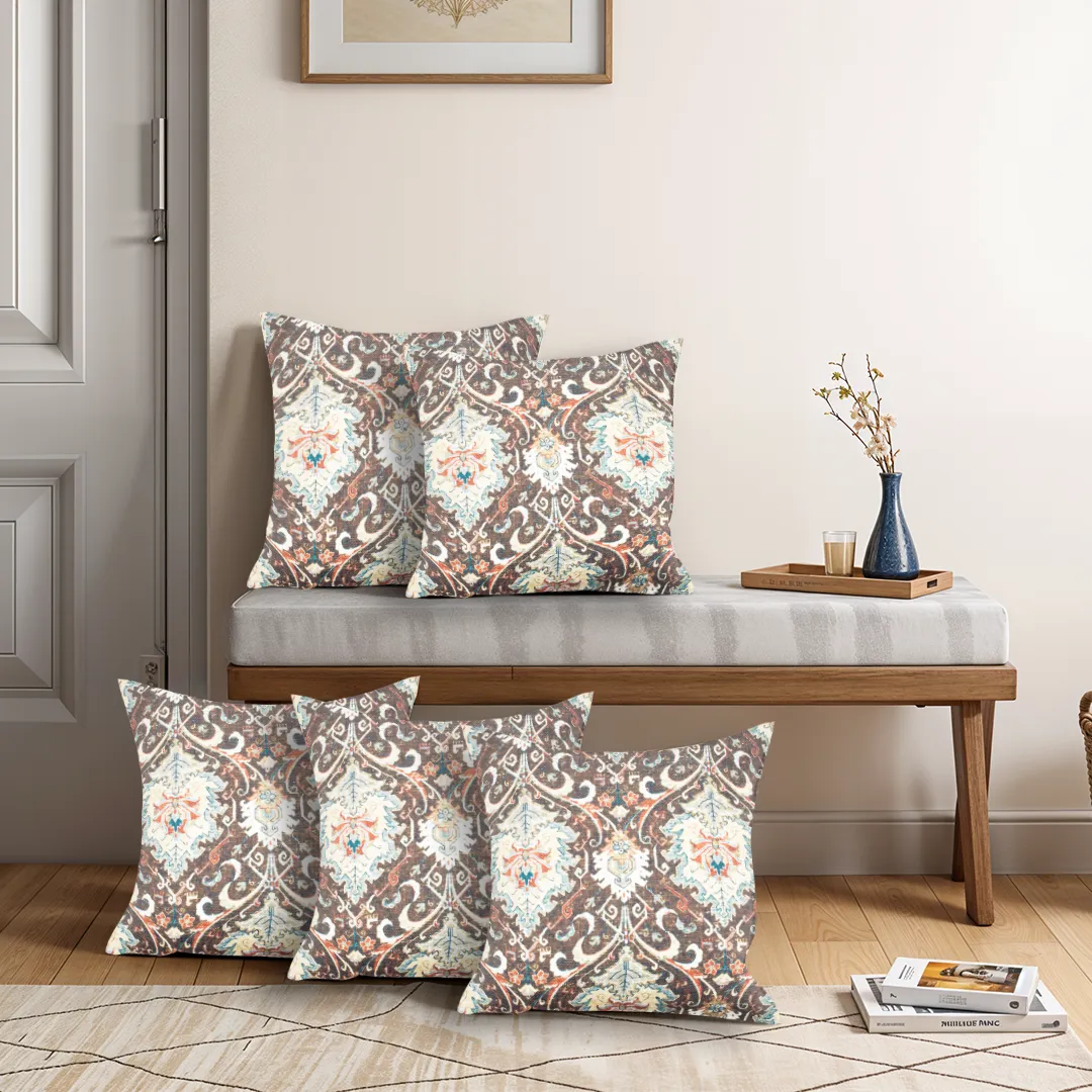 Ornate Floral and Geometric Pattern Cushion Cover - Image 3